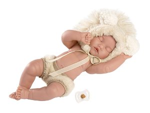 Llorens 63203 NEW BORN CHLAPEČEK - spící realistická panenka miminko s celovinylovým tělem - 31 cm