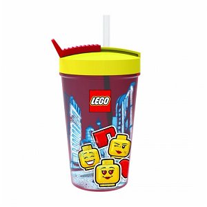 LEGO ICONIC Girl kelímek s brčkem - žlutá/červená 500 ml
