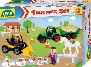 Lena Truckies set farma plast traktor s přívěsem, nakladač s doplňky