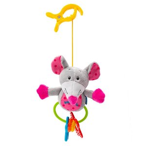 Dětská plyšová hračka s chrastítkem Baby Mix myš plyš 20 cm