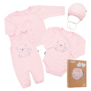 NEW BABY Kojenecká soupravička do porodnice New Baby Sweet Bear růžová Bavlna 50