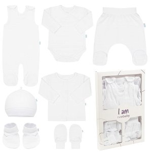 NEW BABY 7-dílná kojenecká soupravička do porodnice I AM bílá 100% bavlna 56 (0-3m)