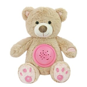 Baby Mix Plyšový usínáček medvídek s projektorem růžový Plyš, 34 cm