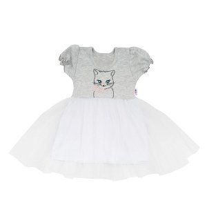 NEW BABY Kojenecké šatičky s tylovou sukýnkou Wonderful šedé Bavlna/Polyester 74 (6-9m)