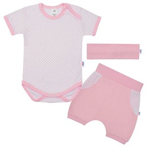 NEW BABY 3-dílná letní bavlněná souprava New Baby Perfect Summer světle růžová Bavlna 56 (0-3m)