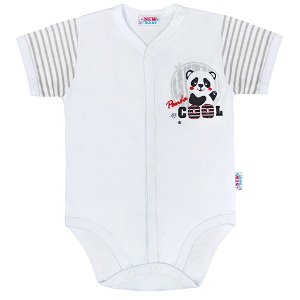 NEW BABY Kojenecké celorozepínací body s krátkým rukávem Panda 100% bavlna 56 (0-3m)