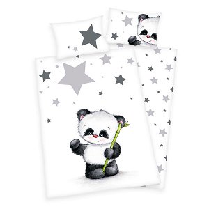 HERDING Povlečení do postýlky Panda Bavlna 100/135, 40/60 cm