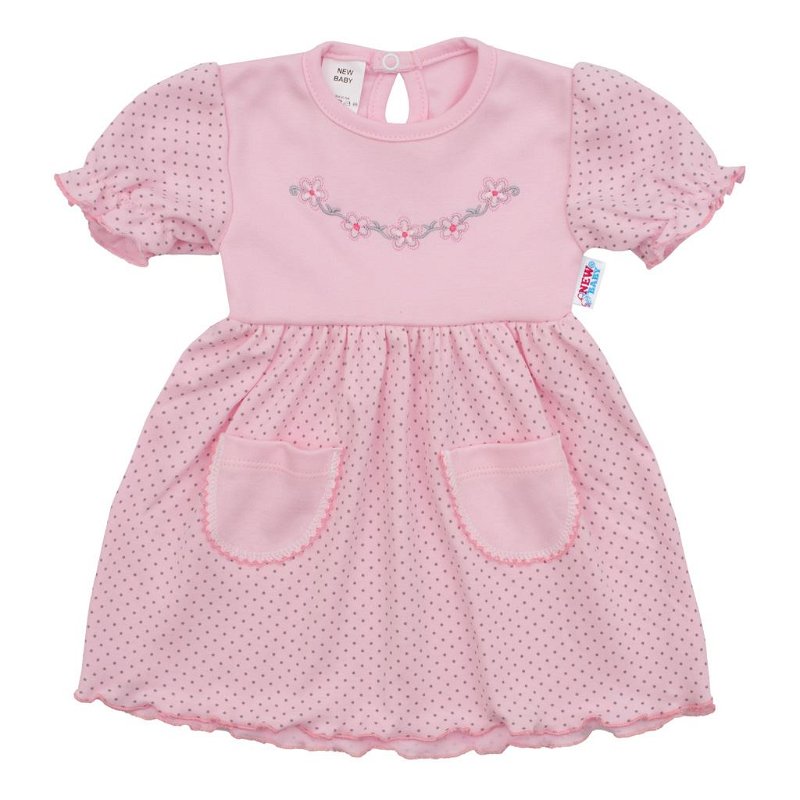NEW BABY Kojenecké šatičky s krátkým rukávem Summer dress 100% Bavlna 74 (6-9m)