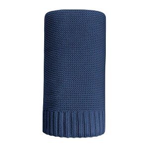 NEW BABY Bambusová pletená deka do kočárku tmavě modrá Bavlna/bambus 100x80 cm