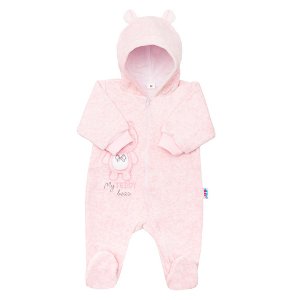 NEW BABY Kojenecký semiškový overal s kapucí New Baby Sweetheart růžový Bavlna/Polyester 68 (4-6m)