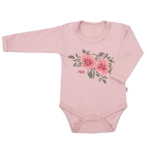 NEW BABY Kojenecké body s dlouhým rukávem New Baby Flowers růžové 62 100% bavlna 62 (3-6m)