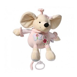 BABY ONO Plyšová hračka s hracím strojkem Baby Ono Myška růžová 31cm