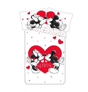 JERRY FABRICS Povlečení Mickey a Minnie Love and heart Bavlna, 140/200, 70/90 cm