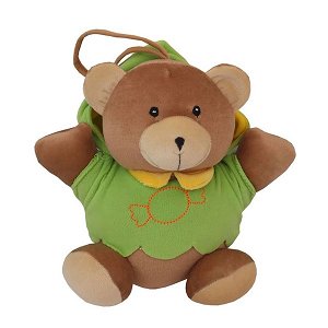 Dětská plyšová hračka s hracím strojkem Baby Mix medvídek zelený plyš 23 cm