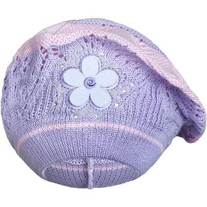 NEW BABY Pletená čepička-baret fialová 100% Bavlna 104 (3-4r)