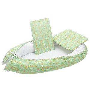 NEW BABY Luxusní hnízdečko s peřinkami pro miminko Harmony zelené Bavlna/Polyester/Antialergické vlákno 78x48 cm