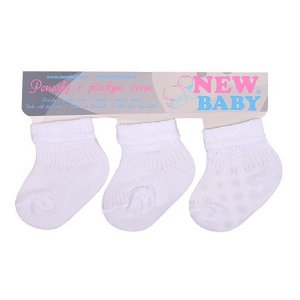 NEW BABY Kojenecké pruhované ponožky bílé - 3ks 62 Bavlna/Polyamid/Elasten 62 (3-6m)