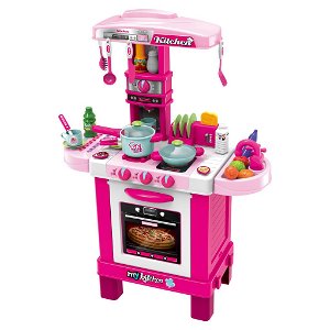 BABY MIX Dětská kuchyňka Baby Mix malý šéfkuchař růžová Plast 87x64x29 cm
