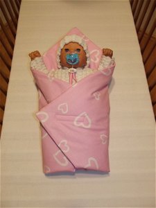 SDS Růžová rychlozavinovačka pro panenky Srdíčka Bavlna 60x60 cm