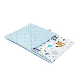 NEW BABY Dětská deka do kočárku z Minky Medvídci modrá Bavlna/Polyester 80x102 cm