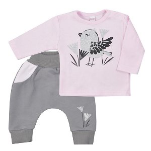 KOALA Kojenecké bavlněné tepláčky a tričko Koala Birdy růžové Bavlna 56 (0-3m)