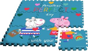 EUROSWAN Podlahové pěnové puzzle Peppa Pig 9 dílků 30x30x1 cm