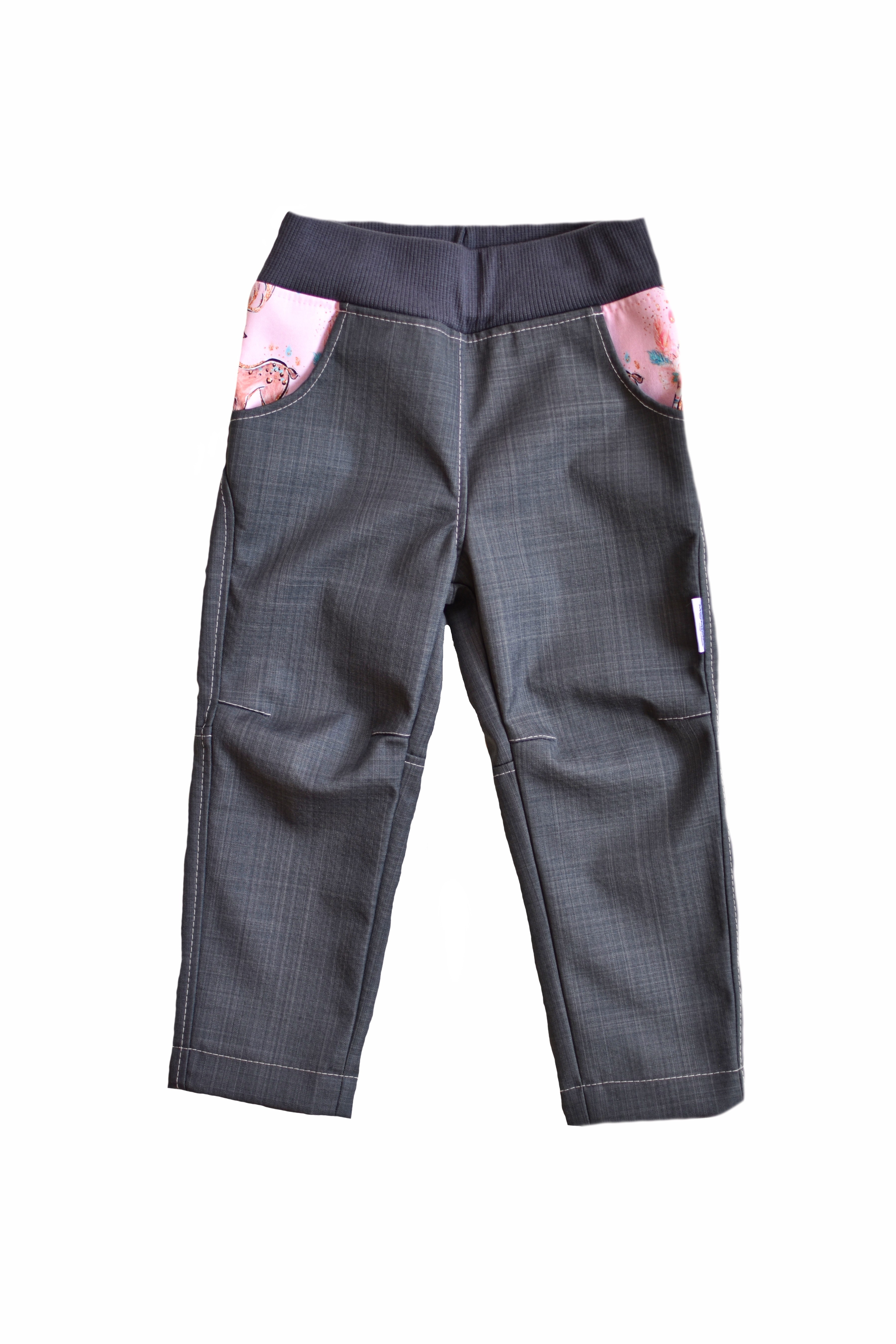 Šedé softshellové kalhoty jarní SLIM - 128
