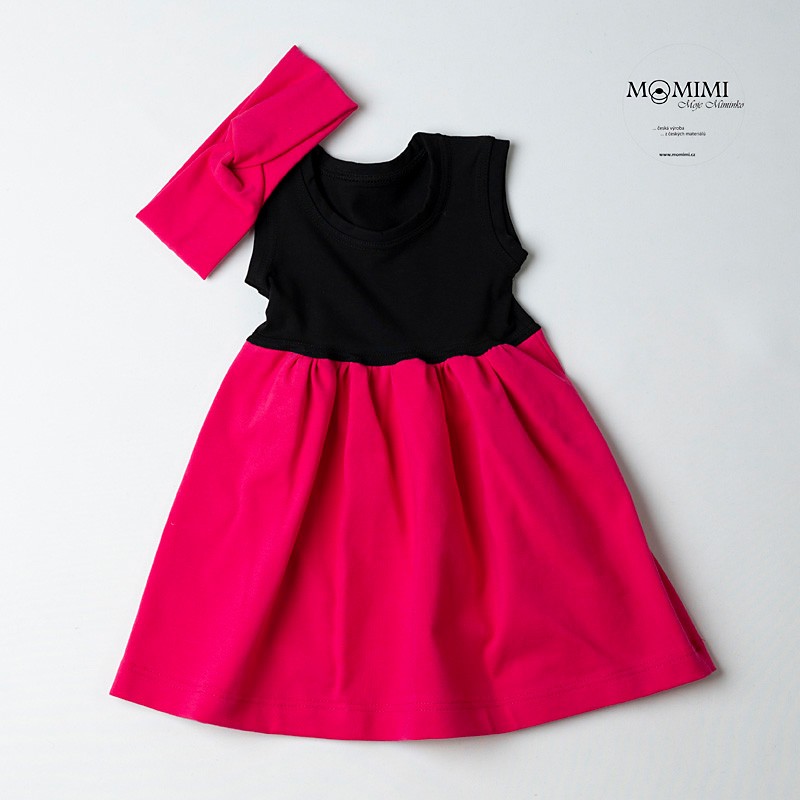 Tmavě růžové šaty s černou - 56