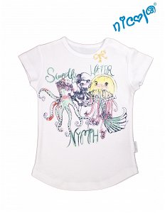 Kojeneké bavlněné tričko Nicol, Mořská víla - krátký rukáv, bílé, vel. 122