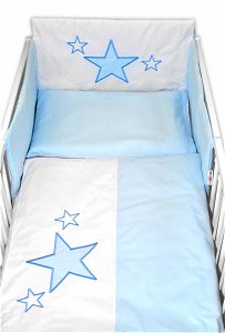 Baby Nellys Mantinel s povlečením Baby Stars - modrý, vel. 135x100 cm