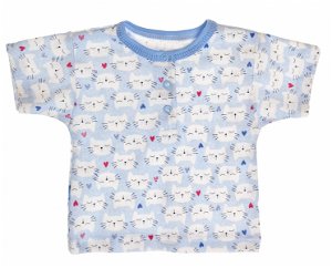 MBaby Bavlněné Polo tričko s krátkým rukávem Kočičky vel. 74 - modré