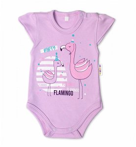 Baby Nellys Bavlněné kojenecké body, kr. rukáv, Flamingo - lila