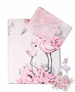 2-dílné bavlněné povlečení Baby Nellys, Plameňák růžový, 135 x 100