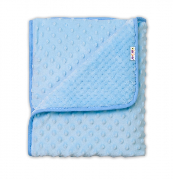 Baby Nellys Dětská luxusní oboustranná deka s minky 80x90 cm, modrá
