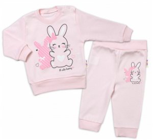 Baby Nellys Kojenecká tepláková souprava Cute Bunny - růžová