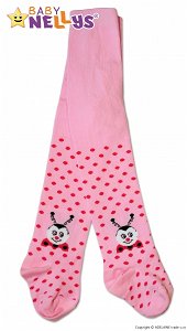 Bavlněné punčocháče Baby Nellys ®  - Beruška růžové s puntíky, vel. 80/86
