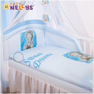 Baby Nellys Mantinel s povlečením Sweet Dreams by Teddy - modrý