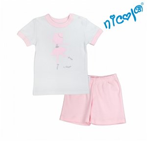 Dětské pyžamo krátké Nicol, Baletka - šedo/růžové, vel. 128
