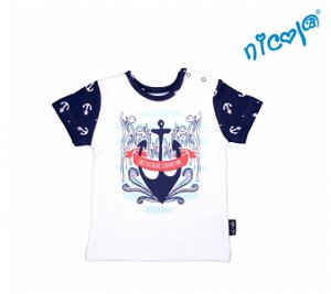 Kojenecké bavlněné tričko Nicol, Sailor - krátký rukáv, bílé