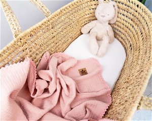 Baby Nellys Luxusní dvouvrstvá mušelínová dětská deka, 75 x 100 cm, pudrová, meruňková