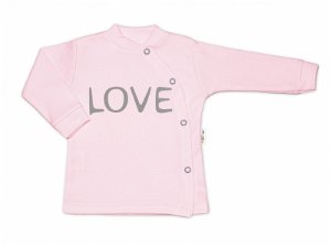 Baby Nellys Bavlněná košilka Love zapínání bokem - růžová