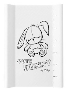 NELLYS Přebalovací podložka , tvrdá MDF, vyvýšené boky, Cute Bunny, 50 x 70cm, bílá