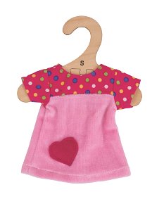 Bigjigs Toys Růžové tričko se srdíčkem pro panenku 28 cm