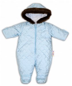 Kombinéza s kapucí a kožíškem Baby Nellys ®prošívaná - sv. modrá, vel. 62