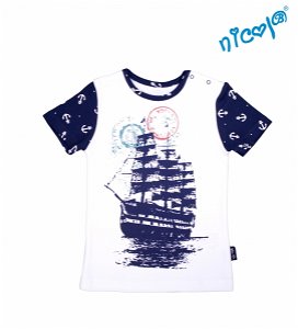 Dětské bavlněné tričko Nicol, Sailor - krátký rukáv, bílé, vel. 128