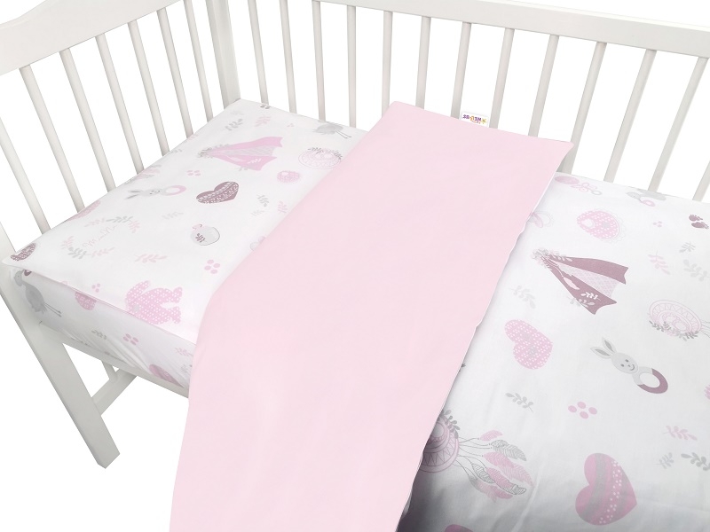 Baby Nellys 2-dílné bavlněné povlečení, New Love Baby - růžová, 135x100 cm