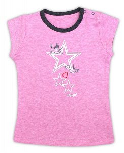 Bavlněné tričko NICOL SUPERSTAR - krátký rukáv - melír růžová