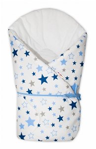 Baby Nellys Zavinovačka na zavazování Hvězdy a hvězdičky - modrá/granát na bílém