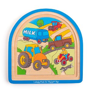 Bigjigs Toys Dřevěné vícevrstvé puzzle Farma