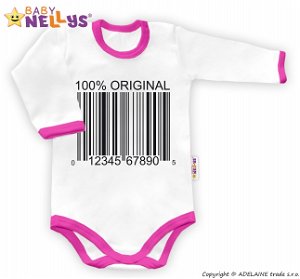 Baby Nellys Body dlouhý rukáv 100% ORIGINÁL - bílé/růžový lem